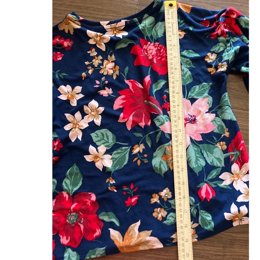 Old Navy Girls‎ Navy Blue Floral Balloon Sleeve Crew Neck Top Size M 8